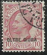 OLTRE GIUBA 1925 SOPRASTAMPATO D´ITALIA ITALY OVERPRINTED CENT. 10 C USATO USED OBLITERE´ - Oltre Giuba