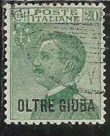 OLTRE GIUBA 1925 SOPRASTAMPATO D´ITALIA ITALY OVERPRINTED CENT. 20 C USATO USED OBLITERE´ - Oltre Giuba