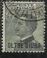 OLTRE GIUBA 1925 SOPRASTAMPATO D´ITALIA ITALY OVERPRINTED CENT. 30 C USATO USED OBLITERE´ - Oltre Giuba