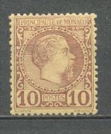1885 MONACO 10C. CHARLES III MICHEL: 4 MH * - Nuevos