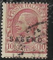 SASENO 1923 SOPRASTAMPATO D´ITALIA ITALY OVERPRINTED CENT. 10 C USATO USED OBLITERE´ - Saseno