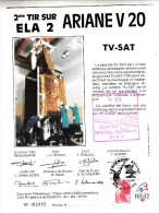 Document Numéroté - 2em Tir Sur Ela 2 Ariane V 20 - TV-SAT - Kourou - Guyane - 20/11/1987 - Tijdelijke Stempels