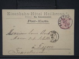 ALLEMAGNE- Carte Commerciale De Heilbronn Pour Dijon 1887 Lot P4331 - Postwaardestukken