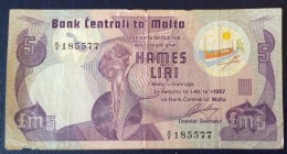 MALTA - 5 LIRI 1967 CIRCULATED - Malte