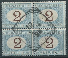 1870-74 REGNO USATO SEGNATASSE 2 LIRE QUARTINA - W141 - Portomarken