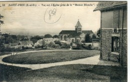 CPA 95 ST PRIX VUE SUR L EGLISE PRISE DE LA MAISON BLANCHE 1926 - Saint-Prix