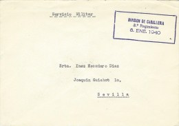 Spain 1940 Madrid Cavalry Division 3rd Regiment Military Unit Unfranked Cover - Military Service Stamp