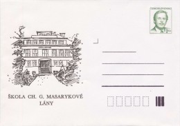 J0857 - Czechoslovakia (1992) Postal Stationery / President Vaclav Havel: Lany - School Ch. G. Masaryk - Covers