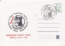 J0883 - Czechoslovakia / Postal Stationery (1992) V. Havel; Plzen 1: Internat. Chess Tournament Mephisto GRAND PRIX '92 - Covers