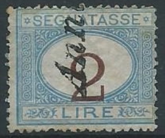 1870-74 REGNO USATO SEGNATASSE 2 LIRE VARIETà CIFRA SPOSTATA - W162 - Portomarken