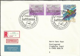 HUNGRIA BUDAPEST CC CERTIFICADA PRIMER VUELO BUDAPEST BERLIN 1985 - Storia Postale