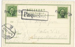 SUEDE - 1898 - CARTE Avec OBLITERATION MARITIME "FRA SVERIGE M. PAQUEBOT" De MALMÖ Pour BERLIN - 1885-1911 Oscar II