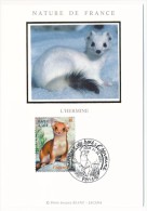 FRANCE - 4 Cartes Soie - Animaux Des Bois / Hérisson, Ecureuil, Chevreuil, Hermine - 2001 - 2000-2009