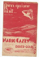 Partition Musicale Ancienne , RIEN QU'UNE NUIT ... , Valse , Cazes , Gold , Frais Fr : 1.50€ - Partitions Musicales Anciennes