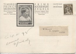 TP 337 Roulette BXL 1936 S/CP Publicitaire Pour Les TP Du Prince Baudouin V.Gand PR2101 - Rolstempels 1930-..