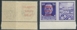 1944 RSI PROPAGANDA GUERRA 50 CENT VARIETà DECALCO MNH ** - W173-5 - Kriegspropaganda