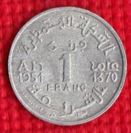 1 PIECE MAROC EMPIRE CHERIFIEN MAROCCO AN 1951/1370 - 1 FRANC (N°40) - Morocco