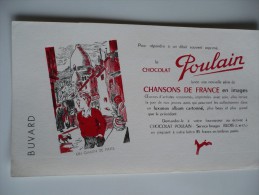 BUVARD Chocolat  POULAIN Un GAMIN De PARIS Série Chansons De France. Années 50. TBon Etat MONTMARTRE SACRE COEUR - Kakao & Schokolade