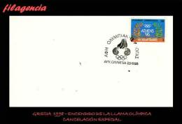 EUROPA. GRECIA. ENTEROS POSTALES. MATASELLO ESPECIAL 1988. CEREMONIA DE ENCENDIDO DE LA LLAMA OLÍMPICA - Ganzsachen