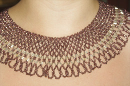 COLLIER Tour De Cou En DENTELLE BRODERIE DE PERLES - Haute Couture