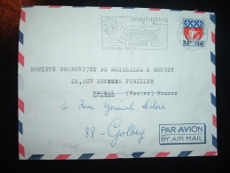 LETTRE PAR AVION TP BLASON DE PARIS 15F CFA Sur 0,30 OBL.MEC.8-2-1966 SAINT DENIS REUNION - Covers & Documents