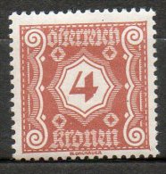 AUTRICHE Taxe 4k Brun Rouge 1922 N°104 - Impuestos