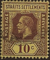 STRAITS SETTLEMENTS 1912 10c KGV SG 202 U WU139 - Straits Settlements