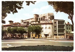 CPSM - LA VOULTE-SUR-RHONE - LA PLACE - LE CHATEAU - Coul - Ann 60 - - La Voulte-sur-Rhône