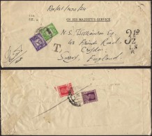 Inde 1/1/1947. Enveloppe En Franchise, Timbrée Et Taxée En Angleterre (Croydon). Curieux, Rare - Otros & Sin Clasificación