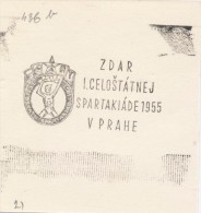 J1381 - Czechoslovakia (1945-79) Control Imprint Stamp Machine (R!): Success I. National Spartakiade 1955 In Prague (SK) - Probe- Und Nachdrucke