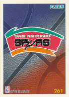 Basket NBA (1995) Fleer Card Terms, SAN ANTONIO SPURS, N° 261, Recto-Verso, Trading Cards - 1990-1999