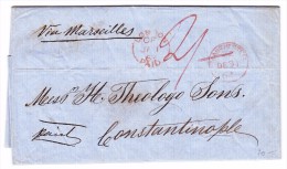 Grossbritannien Brief 31.12.1862 Manchester Brief Via London Und Marseille Nach Constantinopel - ...-1840 Préphilatélie