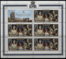 BULK: 2 X AITUTAKI 1977 Castle Silver Jubilee $4 OVPT:OHMS Sheetlet   [Aufdruck,surimprimé,sobreimpreso] - Aitutaki