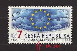 Czech Republic 1999 MNH ** Mi 213 Sc 3087 Council Of Europe 1949-1999. 50th Anniversary. Plate Flaw - Nuevos