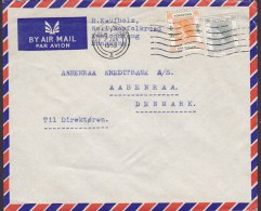 Hong Kong Air Mail Par Avion HONG KONG 1958 Cover Brief AABENRAA Denmark QEII 1 $ & 30c. Stamps - Brieven En Documenten