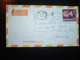 LETTRE PAR AVION POUR FRANCE TP 1,30 S OBL.MEC. 30 NOV 1976 HONG KONG B + SINGAPORE HILTON + HOTEL - Lettres & Documents