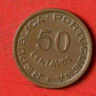 ANGOLA  50  CENTAVOS  1954   KM# 75  -    (1266) - Angola