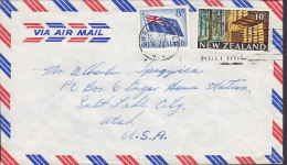 New Zealand Air Mail Par Avion CHRISTCHURCH 1968 Cover SALT LAKE CITY Utah USA Flag Timber Wood Stamps - Briefe U. Dokumente