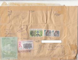 2092FM- CYRIL AND METHOD, BRATISLAVA, STAMPS ON REGISTERED COVER, CUSTOM DUTY, DOUANE, 2001, SLOVAKIA - Lettres & Documents