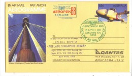 BOL135 - QANTAS DISPACCIO SPECIALE ADELAIDE ROMA . 8/4/1988 .. AEROPEX 88 - Storia Postale