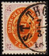 1873-1874. Bi-coloured. 7 C. Red Lilac/dull Yellow. Second Print.  Normal Frame. Perf. ... (Michel: 8 Ib) - JF128257 - Dänisch-Westindien