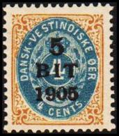 1905. Surcharge. 5 BIT On 4 C. Brown/blue Normal Frame. (Michel: 38 I) - JF128190 - Dänisch-Westindien