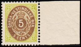 1896-1906. Bi-coloured. 5 C. Green/blue. Inverted Frame. Perf. 12 3/4. 7th Print. (Michel: 19 II) - JF128234 - Danish West Indies