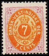 1873-1874. Bi-coloured. 7 C. Lilac/yellow. Inverted Frame. Perf. 14x13½. (Michel: 8 IIb) - JF128249 - Dänisch-Westindien