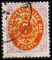 1873-1874. Bi-coloured. 7 C. Red Lilac/dull Yellow. Second Print.  Normal Frame. Perf. ... (Michel: 8 Ib) - JF128254 - Dänisch-Westindien