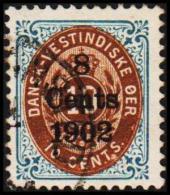 1902. Surcharge. Copenhagen Surcharge. 8 Cents 1902 On 10 C. Blue/brown. Normal Frame. ... (Michel: 26 I (AFA 21z)) - JF - Danish West Indies
