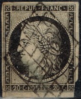 France - 1849 - Y&T N° 3 Oblitéré, Coin Inférieur Droit Abîmé - 1849-1850 Cérès