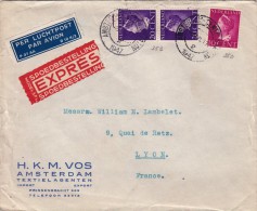 1947 LETTRE PAYS - BAS. EXPRES AMSTERDAM -LYON. TEXTIELAGENTEN VOS   / 4647 - Brieven En Documenten