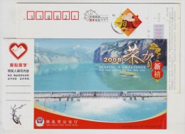 Three Gorges Dam Hydro Junction,hydropower Station,CN 08 Hubei Public Security Bureau Advertising Pre-stamped Card - Agua