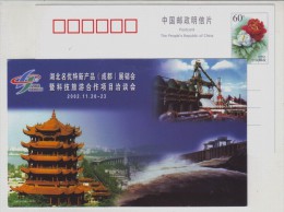 Three Gorges Dam Hydropower Station,wuhan Iron & Steel Smelting Furnace,CN 02 Hubei Famous Product Pre-stamped Card - Agua